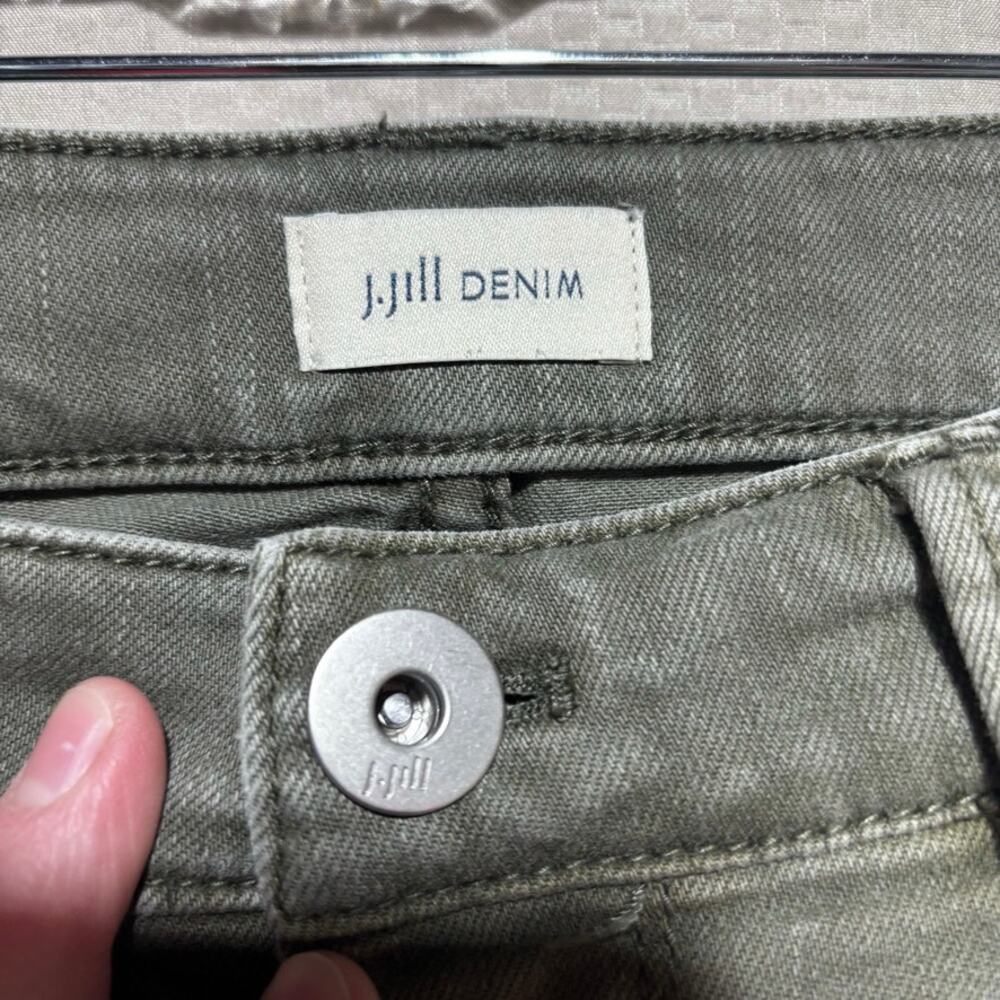 J. Jill Denim Olive Green Authentic Fit Cropped Jean Casual Cuffed Size 10 - Picture 3 of 10